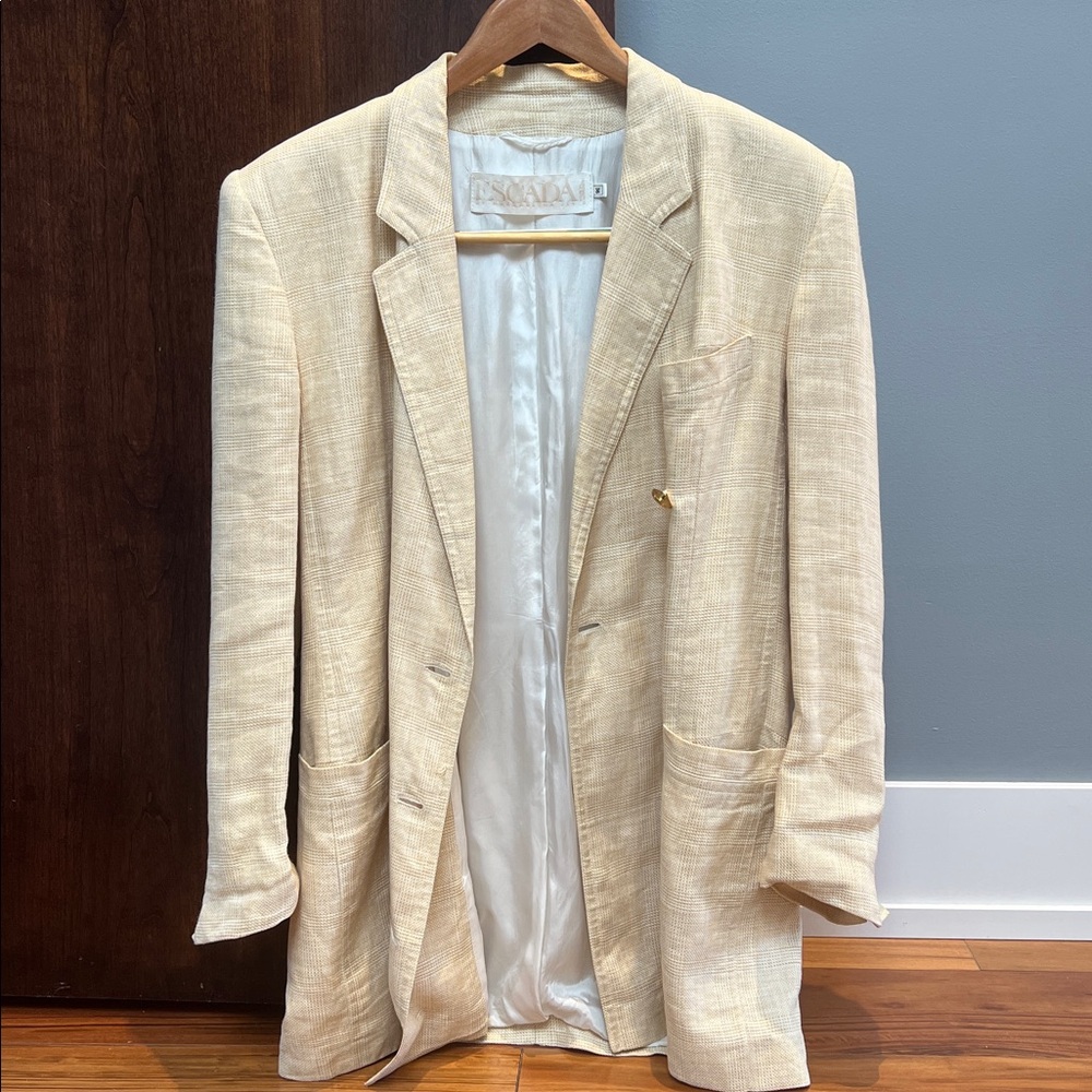 Vintage Escada Margaretha Ley Linen Double Breasted Blazer Women’s Size Small 36